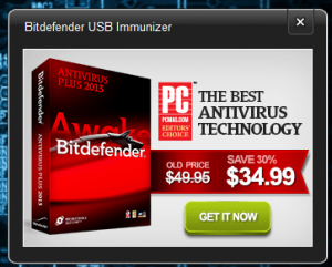 BitDefender USB Imminuzer Pop Up Ad