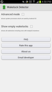 Wakelock Detector Settings Menu