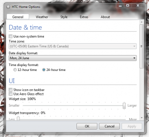 HTC Home General tab