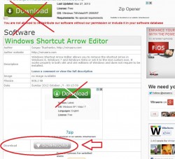 Windows Shortcut Arrow Editor download page