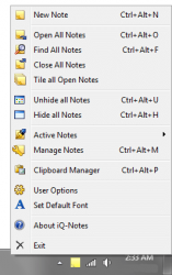 iQ Notes Right click menu