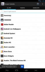 Screen Controls installed apps list
