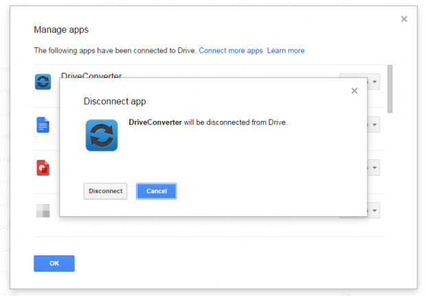 remove apps from Google Drive d