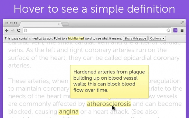 Medical jargons to simple words in Chrome