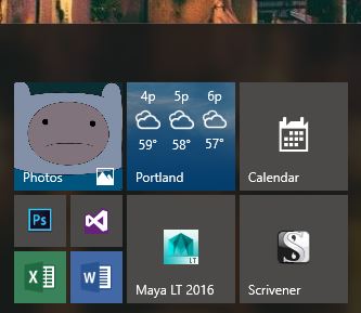 Windows 10 Start Menu Small Tiles
