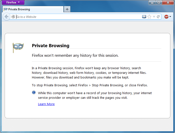 how to disable private browsing on firefox