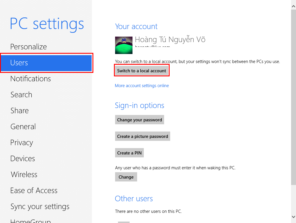 logged into microsoft account changed my new computer settings