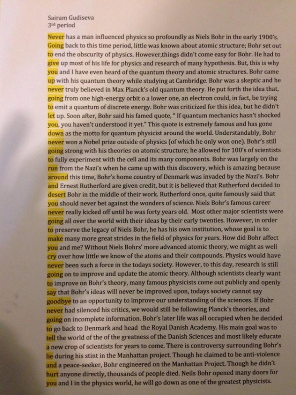 Teacher Rickrolled by inspired quantum physics essay