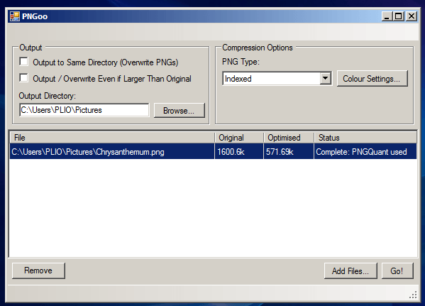 Windows] Quickly batch compress PNG files with PNGoo