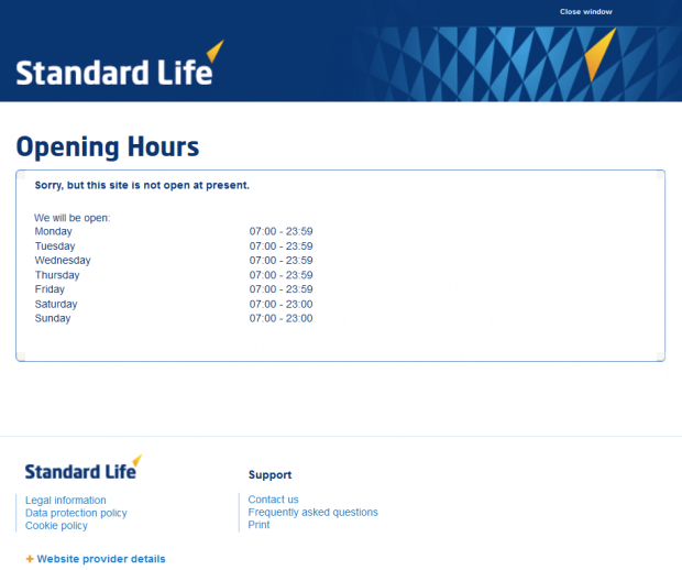 standard life operating hours