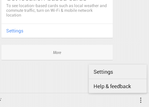 Google Now Menu Button Settings