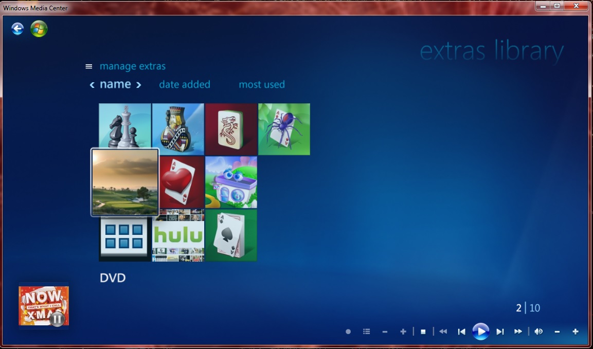 windows media center extras