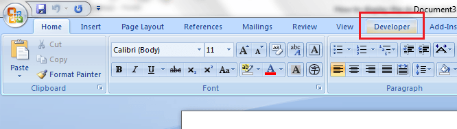 How To Display The Developer Tab In Ms Word 07 Tip Dottech