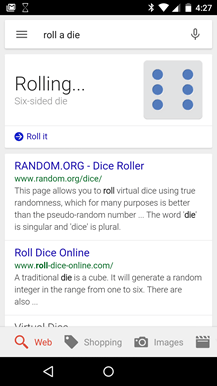 Roll a die Google Search Android