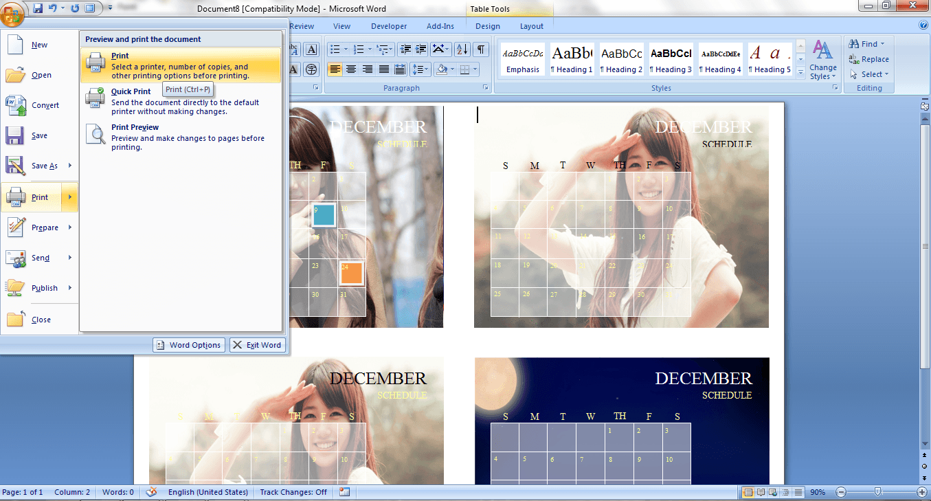 How to create a custom calendar in MS Word 2007 [Guide] | dotTech