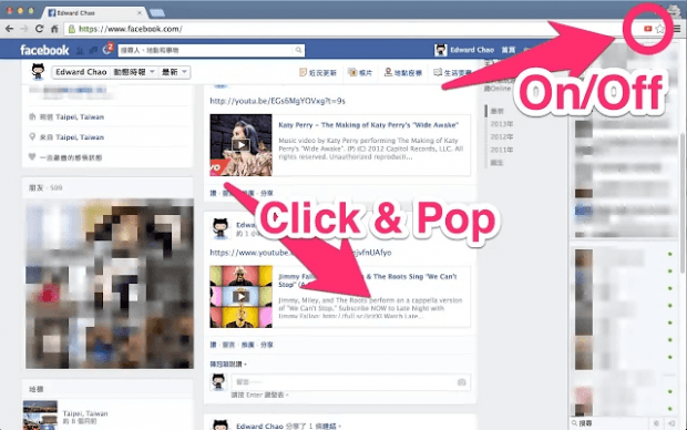watch YouTube as popup in Facebook