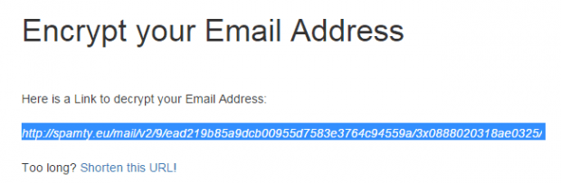 Encrypt email address Spamty b