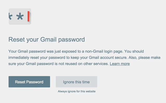 Password Alert Chrome
