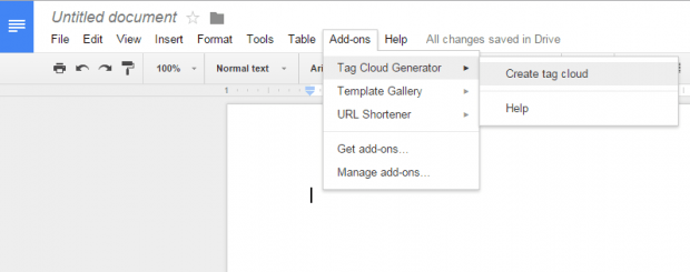 create tag cloud Google Docs