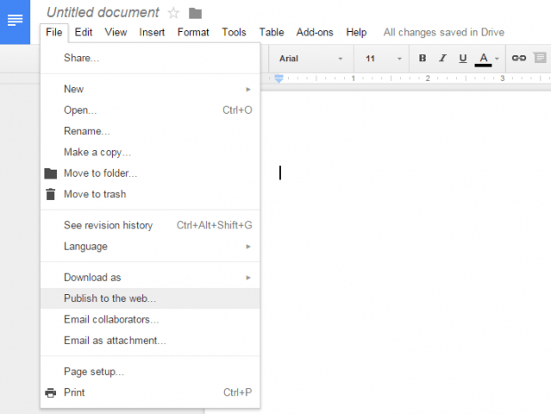 publish unpublish Google Docs document