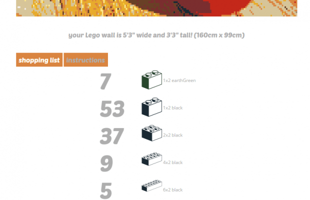 convert image into a Lego mural online c