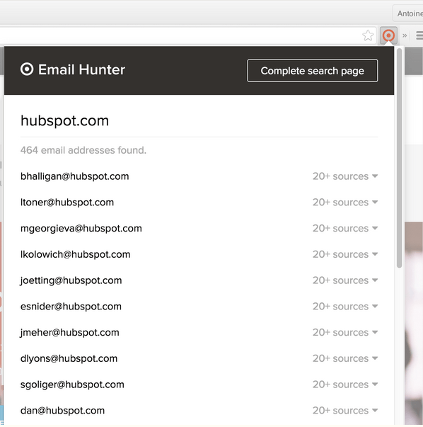 Email Hunter Chrome