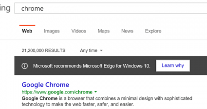 Microsoft recommends using Edge browser